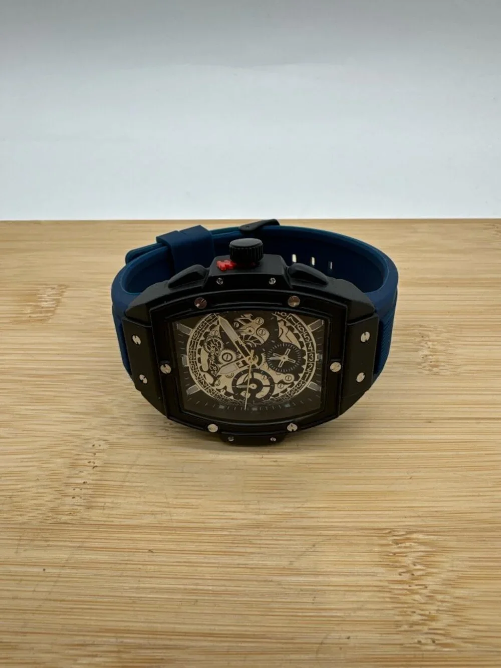 ED HARDY Men's Quartz Movement Navy/Silver Silicone Strap Singles Analog Watch